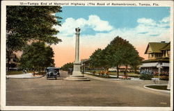 Tampa End of Memorial Highway (The Road of Remembrance) Florida Postcard Postcard