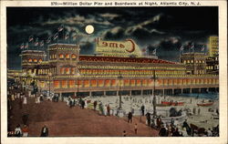 Million Dollar Pier and Boardwalk at Night Postcard