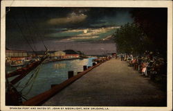 Spanish Fort and Bayou St. John by Moonlight Postcard