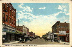 Oak Avenue Looking North Mineral Wells, TX Postcard Postcard