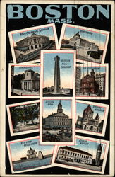 Boston, Mass. Landmarks Postcard