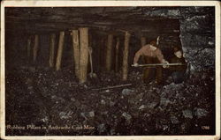 Robbing Pillars in Anthracite Coal Mine Mining Postcard Postcard
