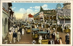 Rolling Chair Promenade, Boardwalk Near Steeplechase Pier Postcard