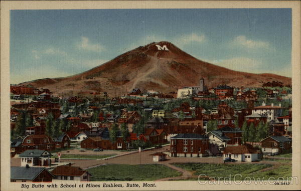 Big Butte With School of Mines Emblem Montana