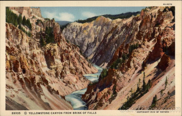 Yellowstone Canyon From Brink of Falls Yellowstone National Park Wyoming
