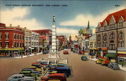 State Street Showing Monument Postcard