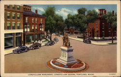 Longfellow Monument, Longfellow Square Postcard
