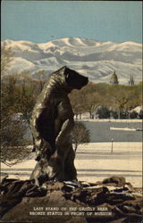 Last Stand of the Grizzly Bear Bronze Statue in Front of Museum Postcard