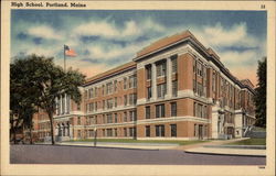 High School, Portland, Maine Postcard