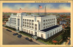 U.S. Post Office and Court House Norfolk, VA Postcard 