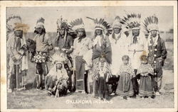 Oklahoma Indians, b&B photo of tribe members in native dress Postcard
