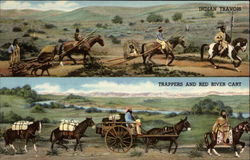 Dioramas as State Museum: Indian Travois, Trappers and Red River Cart Postcard