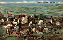 Arapahoe Indians "making meat" Postcard