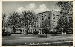 Senior High School, black & white exterior Connersville, IN Postcard Postcard