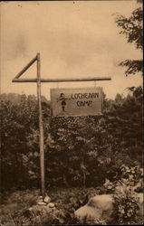 Lochearn Camp sign, sepia photo Post Mills, VT Postcard Postcard