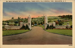 West Entrance No. 2 and Musical Tower, Vestal Hills Memorial Park Binghamton, NY Postcard Postcard