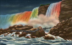 Rock of Ages and American Falls by illumination Niagara Falls, NY Postcard Postcard