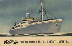 Delta-Line from New Orleans to Brazil - Uruguay - Argentina Postcard