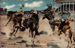 Cowboy Race with Wild Bronchos Postcard