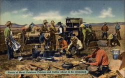 Plenty of Meat, Potatoes, Frijoles and Coffee About to Be Consumed Cowboy Western Postcard Postcard