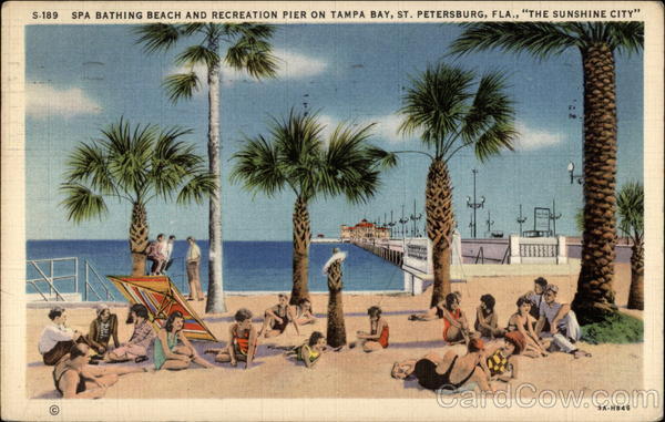Spa Bathing Beach and Recreation Pier on Tampa Bay St. Petersburg Florida