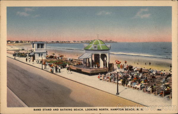 Band Stand and Bathing Beach, Looking North Hampton Beach New Hampshire