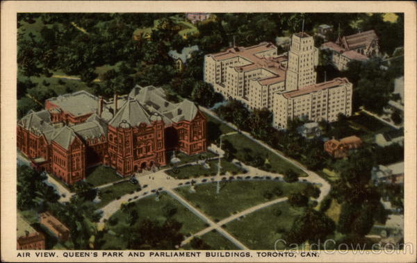 Air View, Queen's Park and Parliament Building Toronto Canada