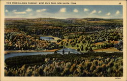 View from Baldwin Parkway, West Rock Park New Haven, CT Postcard Postcard