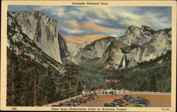 View from Observation Point at Wawona Tunnel, Yosemite National Park Postcard