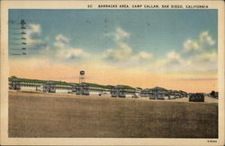 Barracks Area, Camp Callan Postcard