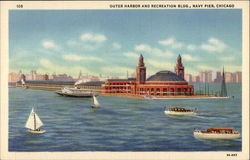 Outer Harbor and recreation building, Navy Pier, Chicago Illinois Postcard Postcard