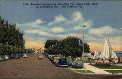 Beautiful Approach to Recreation Pier Along Yacht Basin Postcard