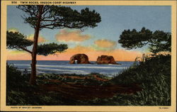Twin Rocks, Oregon Coast Highway Scenic, OR Postcard Postcard