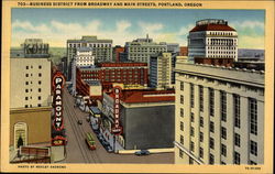 Business District from Broadway and Main Streets Portland, OR Postcard Postcard