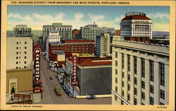 Business District from Broadway and Main Streets Postcard