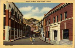 Looking up Main Street Postcard