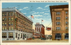 First Avenue North and Third Street Great Falls, MT Postcard Postcard