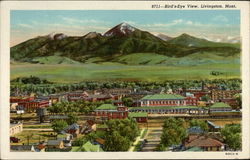 Bird's-eye View of Livingston, MT Postcard