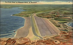 Fort Peck Dam on Missouri River Postcard