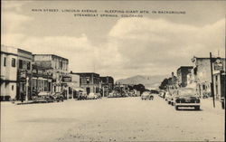 Main Street-Lincoln Avenue, Sleeping Giant Mountain Steamboat Springs, CO Postcard Postcard