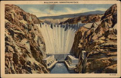 Boulder Dam -- Downstream Face Postcard