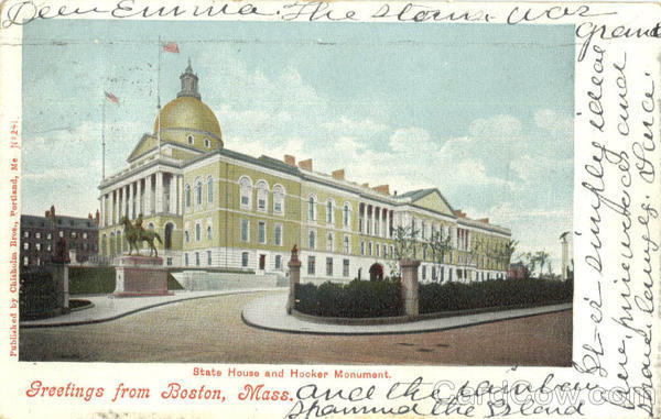 State House and Hooker Monument Boston Massachusetts