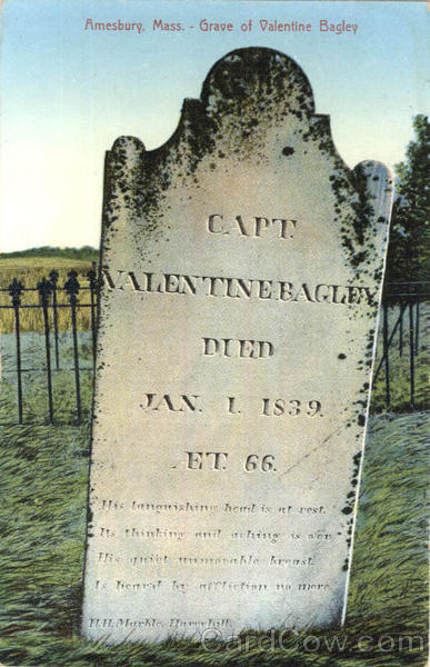 Grave of Valentine Bagley Amesbury Massachusetts