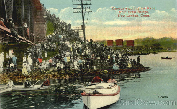 Crowds watching the Race from Draw Bridge New London Connecticut
