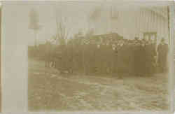 Group of People outside business, with Horse Postcard