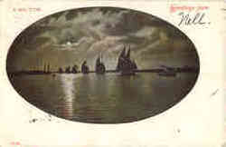 A Big Tow - Tugboat, Sailboats Scene Postcard