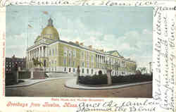 State House and Hooker Monument Postcard
