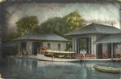 Boathouse and landing, Trackson Park Postcard