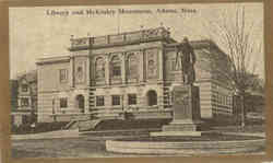 Library and McKinley Monument Postcard