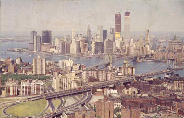 Aerial view of lower Manhattan New York City